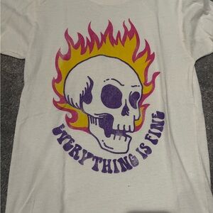 Kids Graphic Tee with Skull Design - White